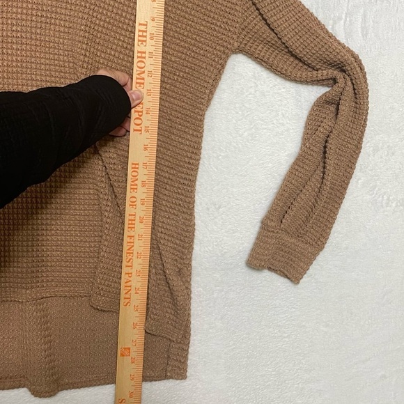 Jodifl Waffle Knit High Low Sweater Caramel Brown Size Medium - Picture 11 of 14